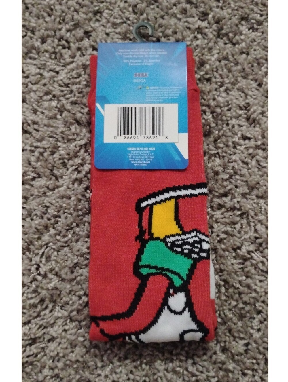 Sonic the Hedgehog Knuckles Crew Socks - Picture 2 of 2